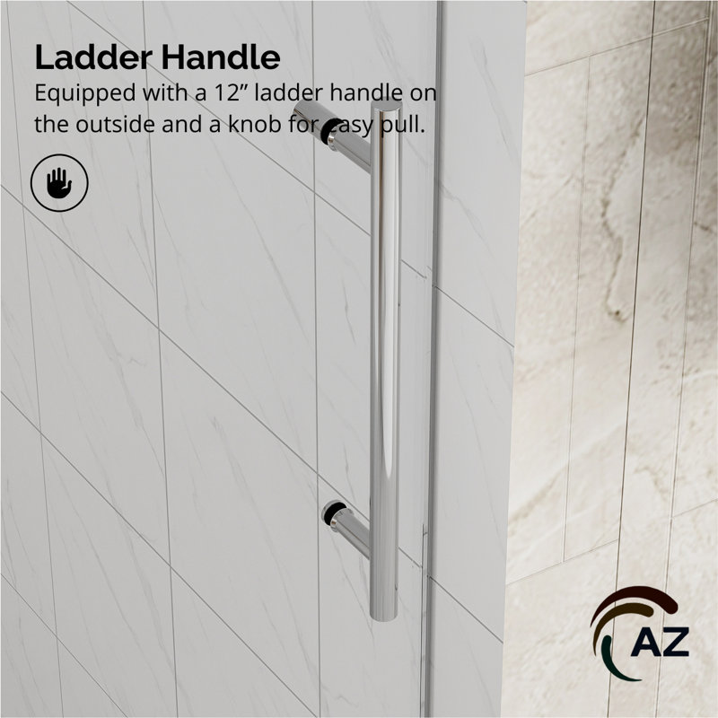 Radiance 50" - 54" W x 76" H Single Sliding Frameless Shower Door in Chrome with 3/8" Clear Glass, Chrome