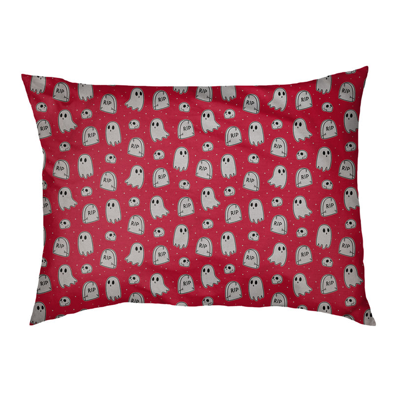 Coussin décoratif pour chien à l’extérieur pastel Campion, Grand (l 42,5 po x P 32,5 po x H 14 po), Rouge / Mauve