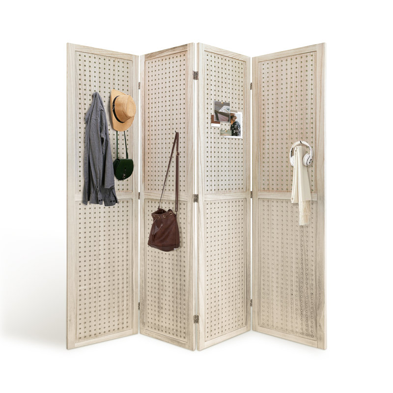 Paravent en bois, Naturel, 4