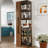 70" Display Cabinet with Glass Doors and Lights, with multi-functional pull-out multi-tier storage shelf , Wooden Display Storage Cabinets