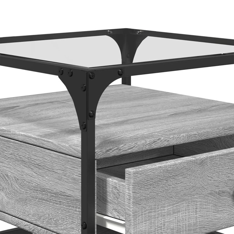 Alham Coffee Table with Storage, Black/Grey Sonoma