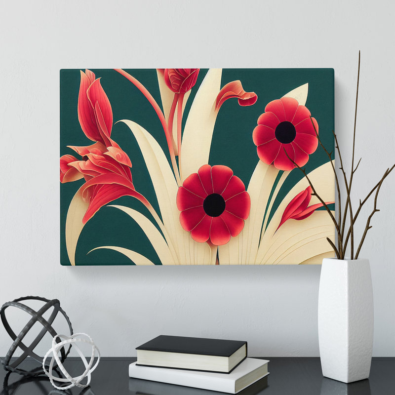 Unbelievable Flowers Art Deco - Wrapped Canvas Print, 35cm H x 50cm W x 3cm D