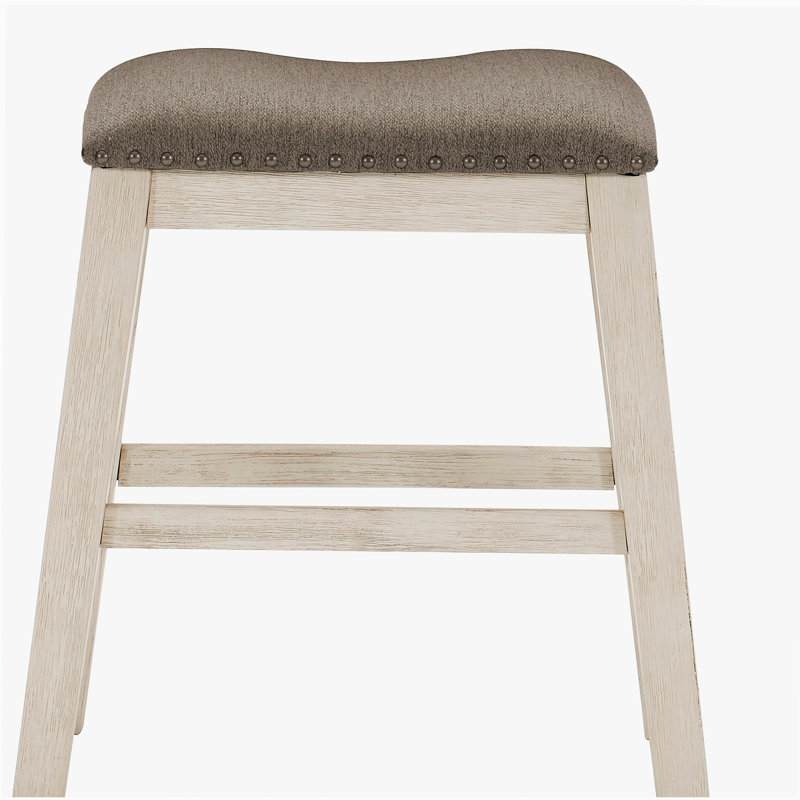 Ensemble de 2 tabourets de bar à hauteur comptoir en tissu texturé brun antique
