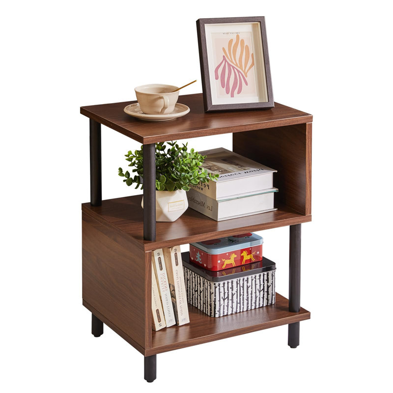 End Table, Black, Dark Brown Wood