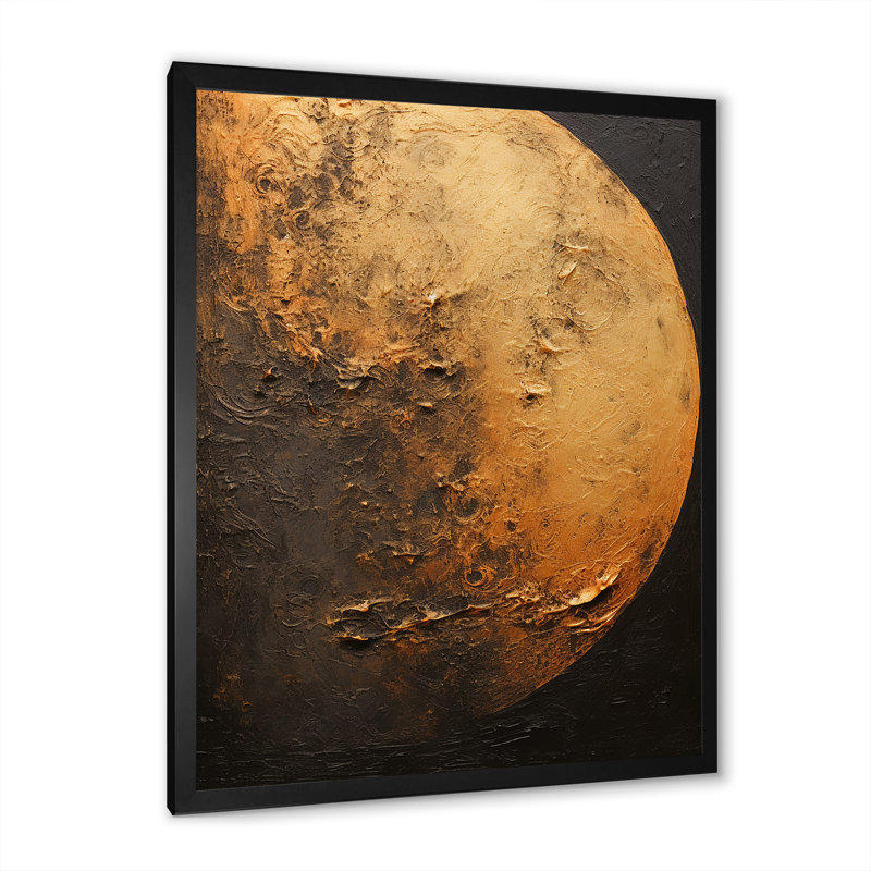 Décoration de lune en bronze I - décoration murale lune, H 32 po x l 16 po x P 1 po, Cadre simple noir