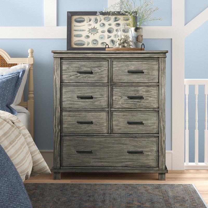 Commode 7 tiroirs Eldrid, Bleu gris