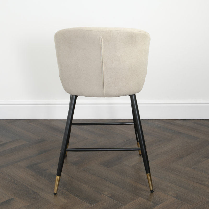 Olpe Upholstered Counter Stool with Metal Frame, Beige
