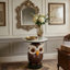 Table d'appoint hibou avec statue d'animal réaliste, plateau en faux marbre et base en résine durable pour l'élégance du salon