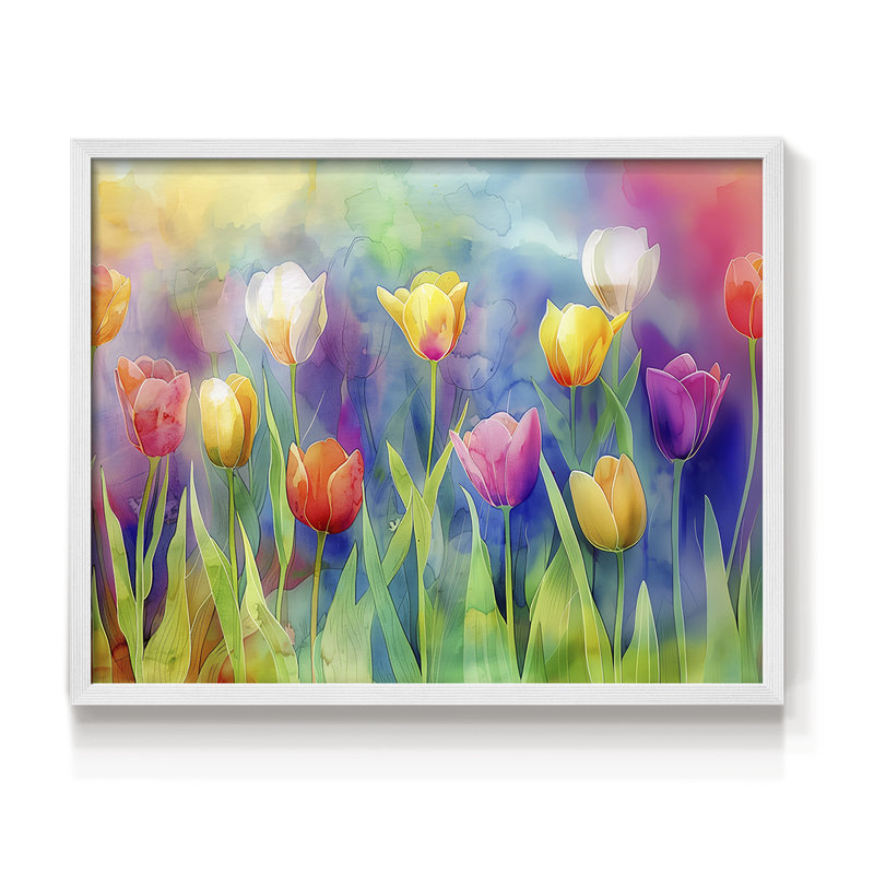 Floral Series-CXII -Framed Print - Restickable, H 16 po x l 20 po, Blanc