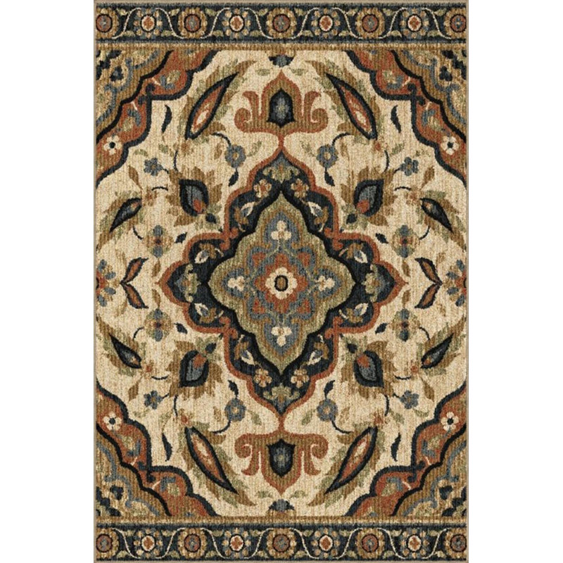 Tapis traditionnel tissé dans des tons de brun, Rond 5 pi