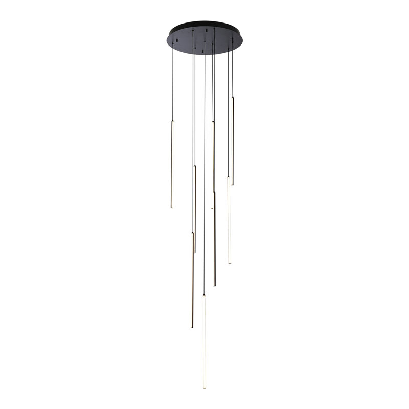Chute 8 - Multi Light Led Integrated Chandelier Black