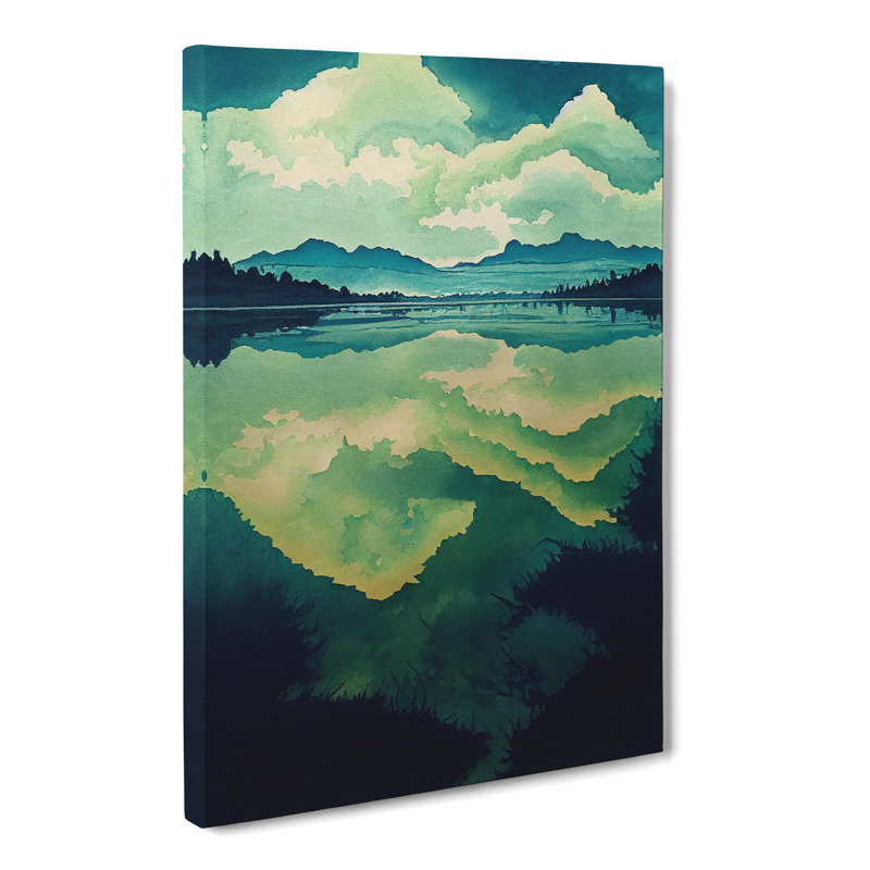 Watercolour Lake Vol.5 - Wrapped Canvas, 60cm H x 40cm W x 3cm D