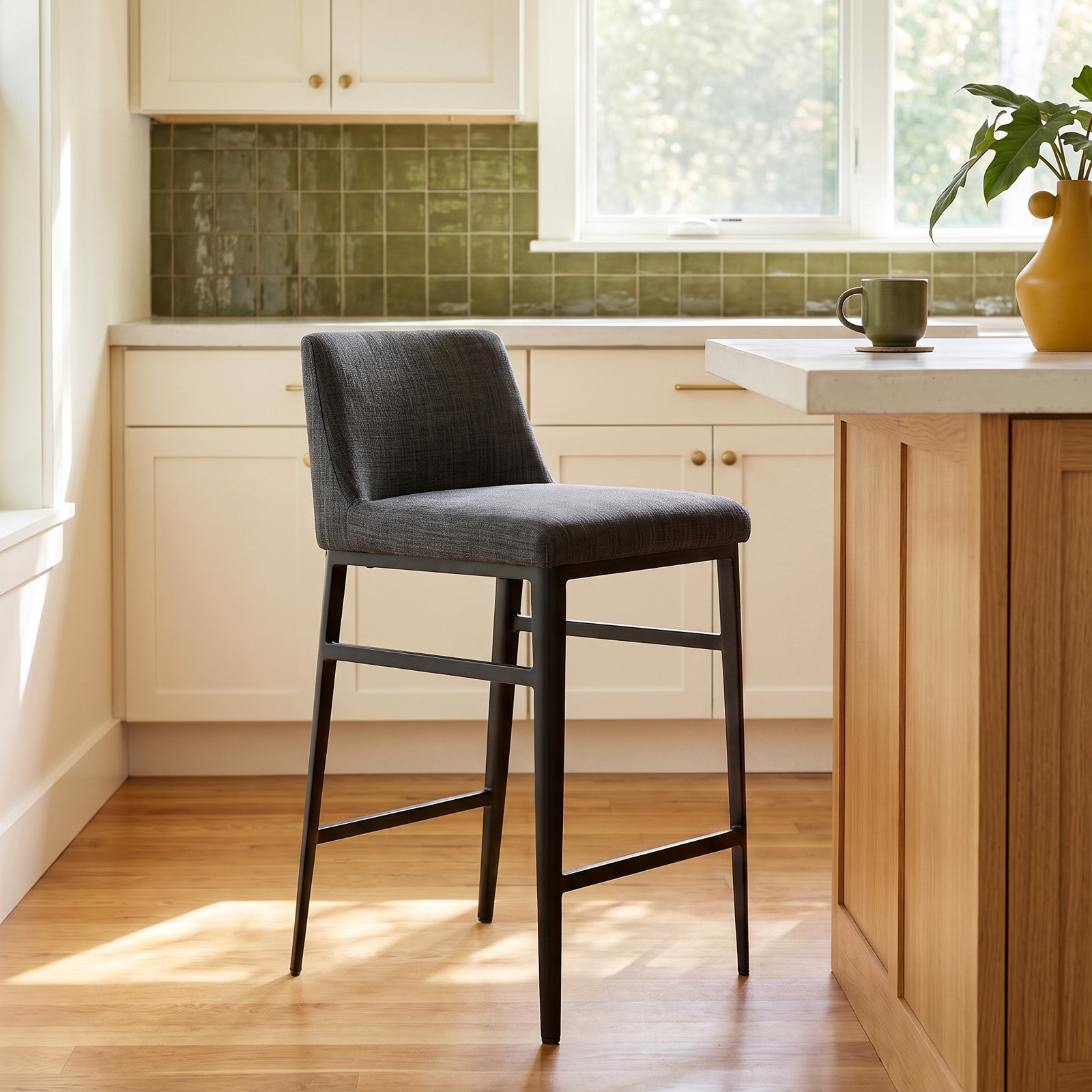 Brandi Bar Stool, Counter Stool (25.5” Seat Height), Charcoal