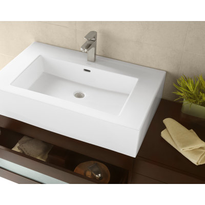 Ronbow Prominent 19.69'' White Ceramic Rectangular Bathroom Sink with Overflow