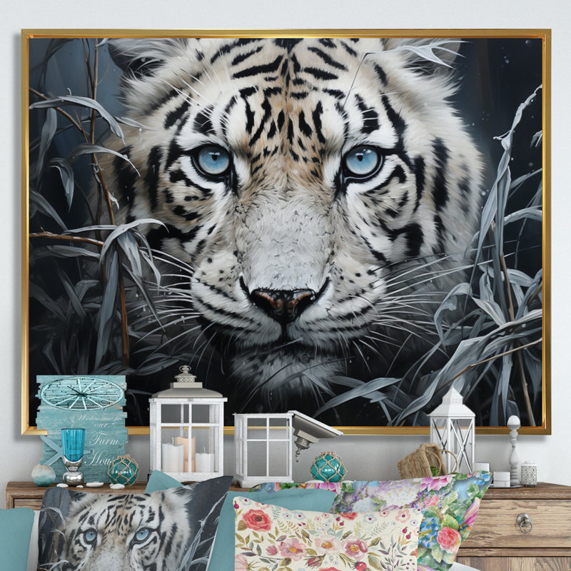 «Tiger Mysterious Watcher II» - Impression, H 24 po x l 32 po x P 1 po, Cadre flottant doré