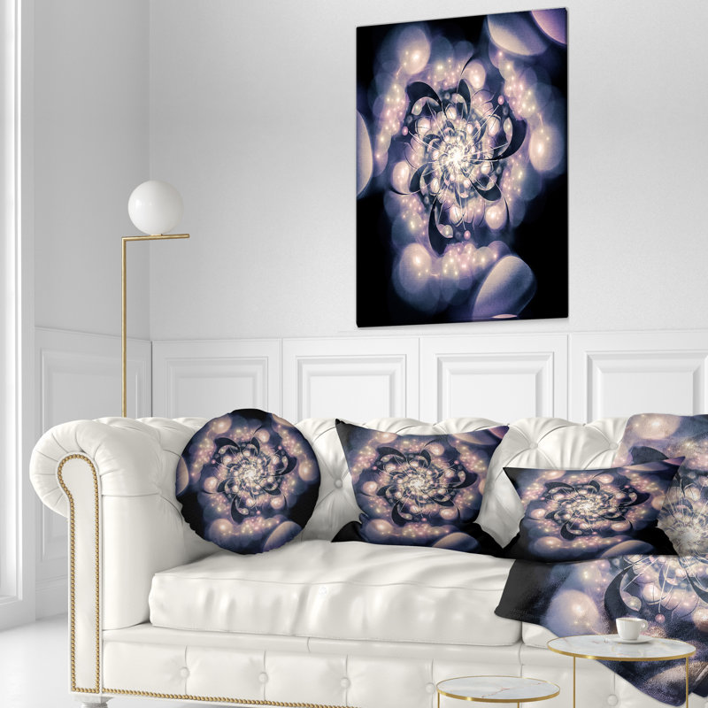 Motif de fleurs fractales bleu clair - coussin imprimé floral