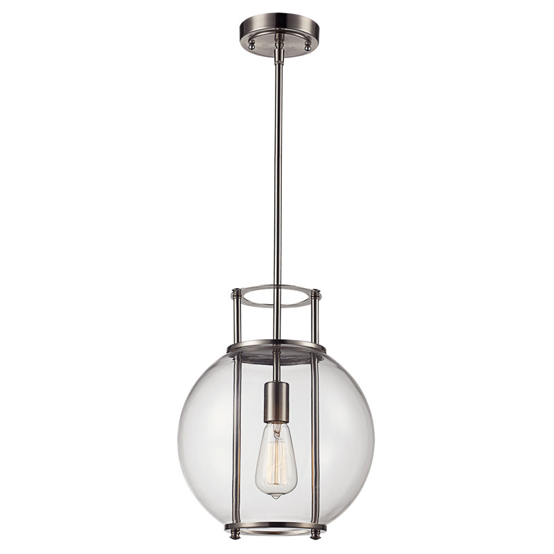 Luminaire suspendu sphère 1 lumière Elly, Nickel brossé