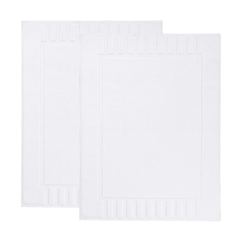 Pardue Cotton Geometric-Striped Reversible 2 Piece Bath Mat Set, White, Geometric