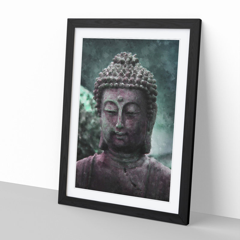 Buddha Statue Vol.1 - Picture Frame Painting, 65cm H x 48cm W x 2cm D, Black