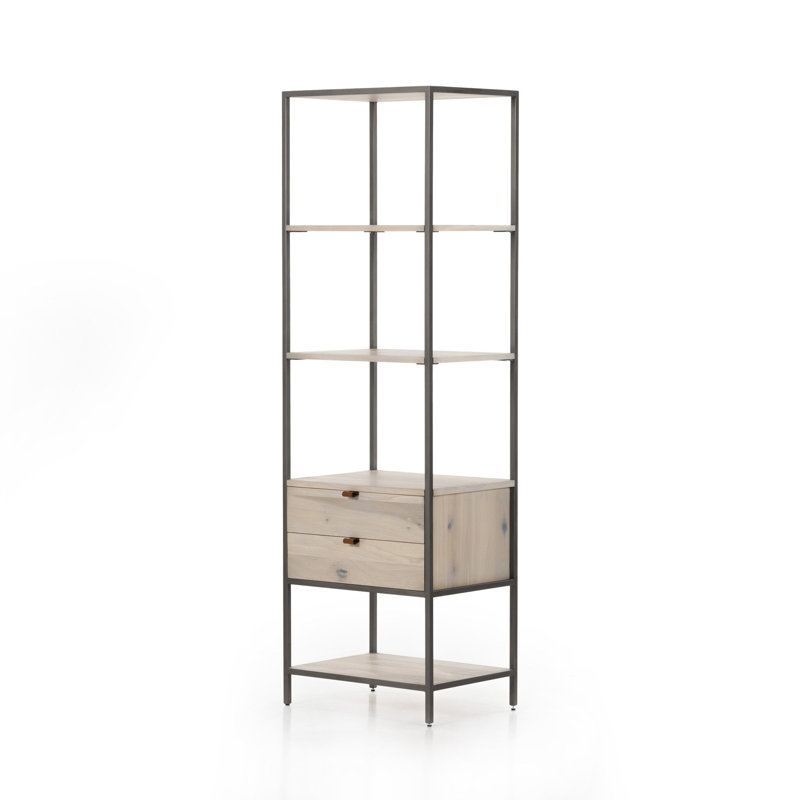 Trey Aasmin Bookshelf - Black Wash Poplar, Dove Poplar