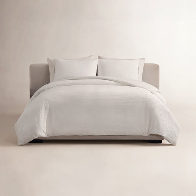Crinkle Solid White Duvet Cover Set