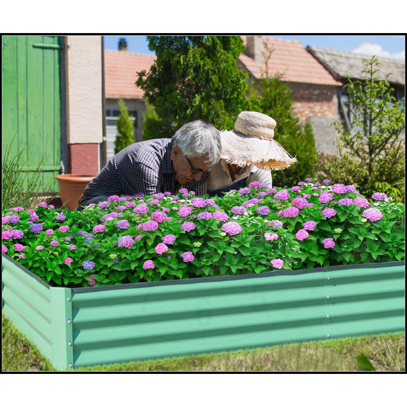 Galvanized Raised Garden Bed, 11.81" H x 94.49" W x 47.25" D, Green