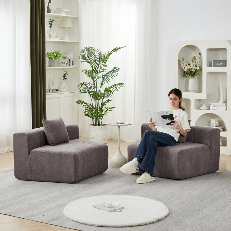 Canapé modulaire en chenille gris 2 places pour la maison