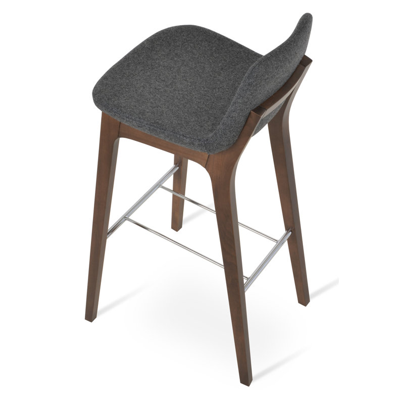 Tabouret de bar et de comptoir en bois Pera HB en noyer américain, Tabouret de comptoir (siège d'une hauteur de 24 p