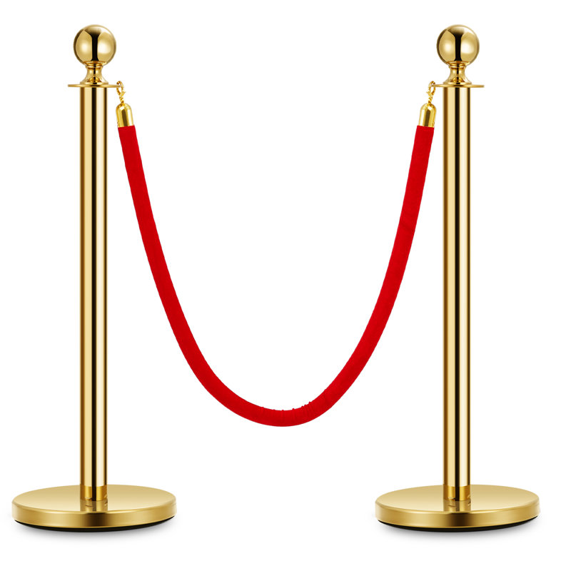 Poteaux de chandelier en acier inoxydable doré pour le contrôle des foules - Cordes rouges douces incluses - Convient aux événements, hôtels, fêtes, Musées, queues rouges sur tapis rouge