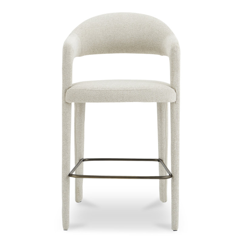 Tabouret rembourré Cathline, Tabouret de bar (siège d'une hauteur de 30,3 po), Polyester beige