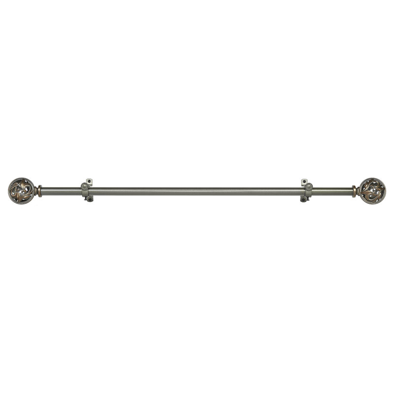 Tringle à rideaux simple réglable en nickel satiné Solomon, 48 po à l 86 po