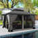 12' x 14' Outdoor Gazebo with Double Curtains, Ventilated Roof Mosquito Net and Sturdy Iron Frame for Patio Garden or Backyard