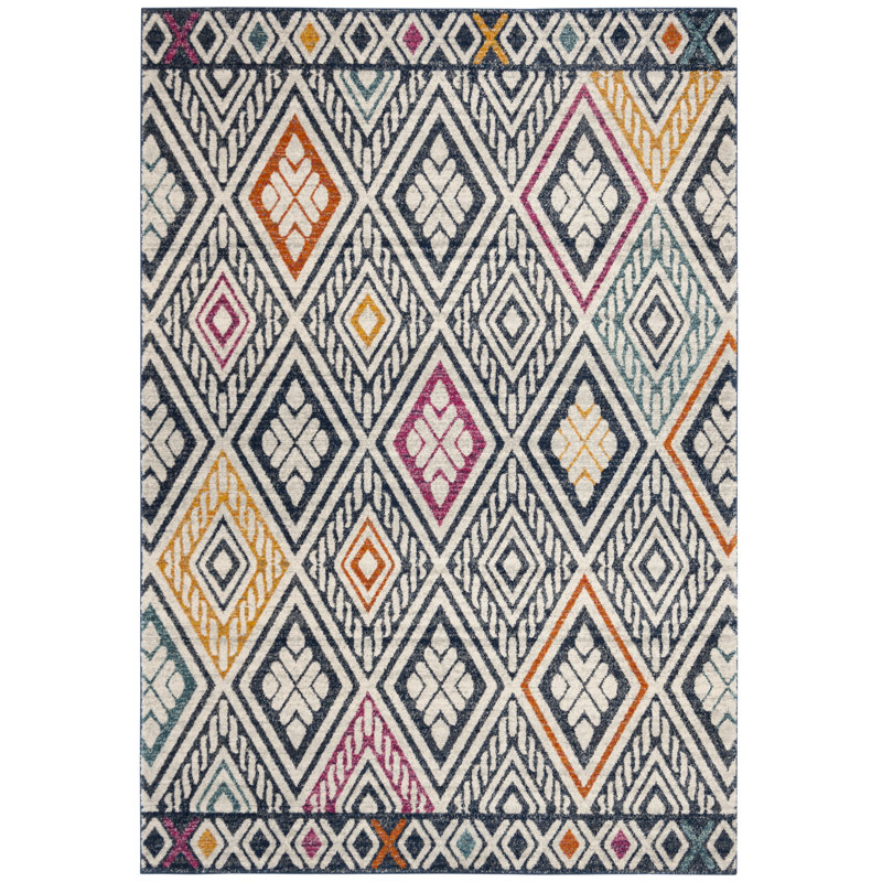 Tapis bleu marine / ivoire Allard Ikat, Rectangle 4 pi x 6 pi