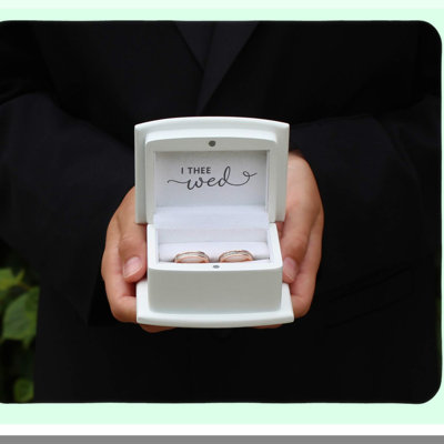 White Ring Box with Felt Liner and Magnetic Closure