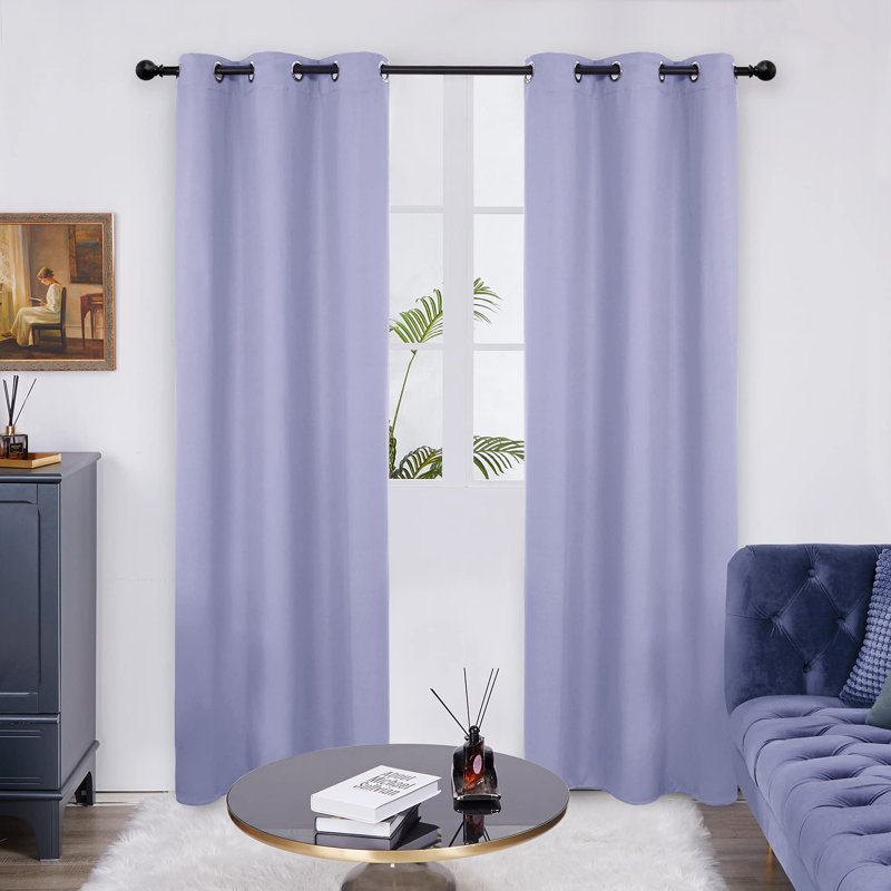 Thermal Insulated Room Darkening Grommet Curtain Panels (Set of 4), 42" W x 45" L, Light Purple