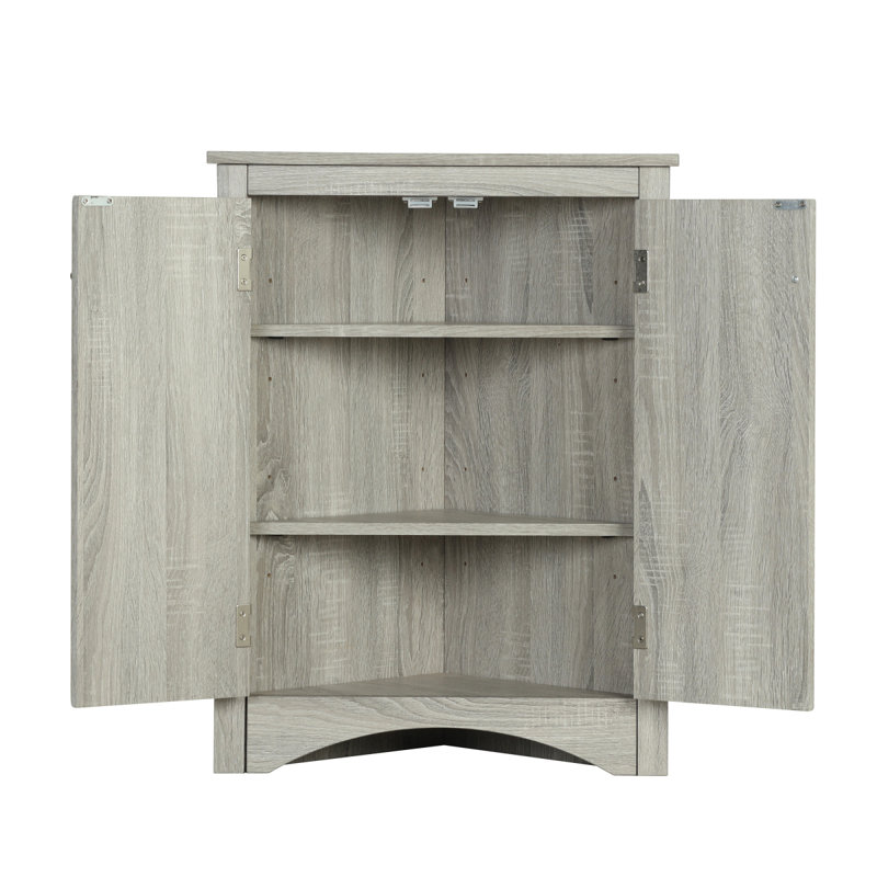 Oak Triangle Bathroom Storage Cabinet With Adjustable Shelves, Freestanding Floor Cabinet For Home Kitchen(Old SKU:WF291467AAL)