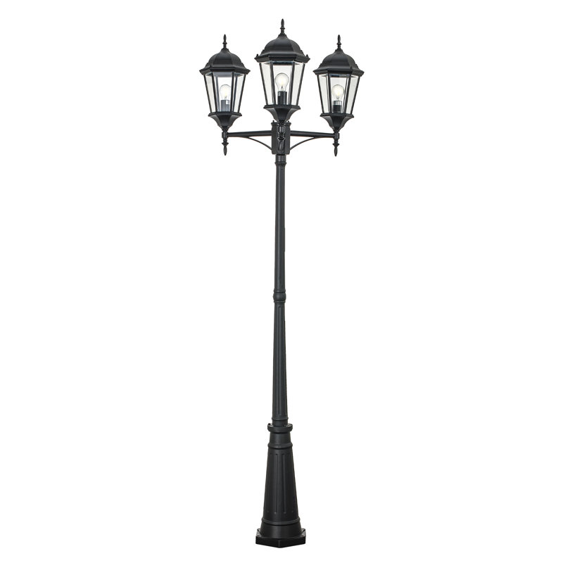 Lampadaire à 3 lumières de 98 po, Noir