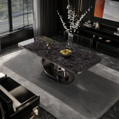 Sintered Stone Dining Table with Steel Acrylic Bas
