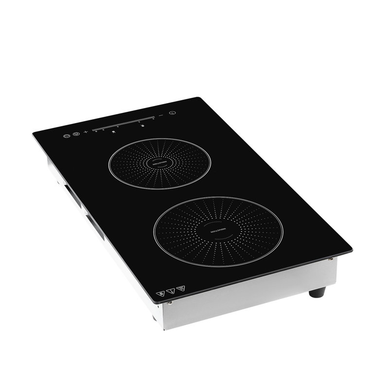 12-inch Dual-Burner Induction Cooktop, Built-in Electric Stove, 220V 3500W, Continuous Low-Power Heating, Kitchen Induction Burner with 9 Power Settings, Touchscreen Controls, Ceramic Glass Surface, and Safety Lock