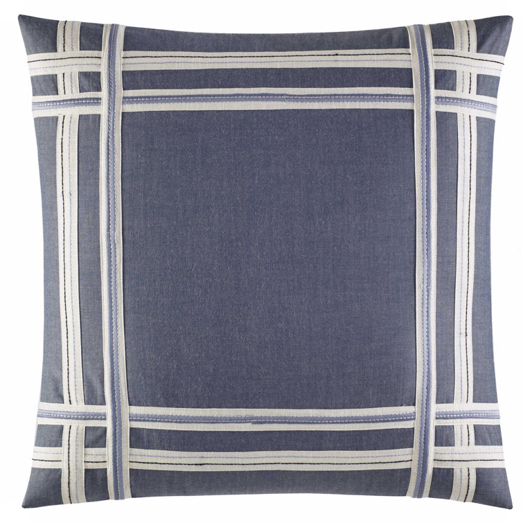 Nautica Fairwater Applique Cotton Blue Throw Pillow