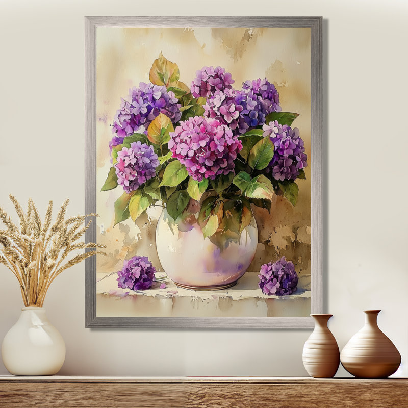Susie - Art mural floral, Argent argent, 44" H x 34" W, Reproduction encadrée d'une seule photo