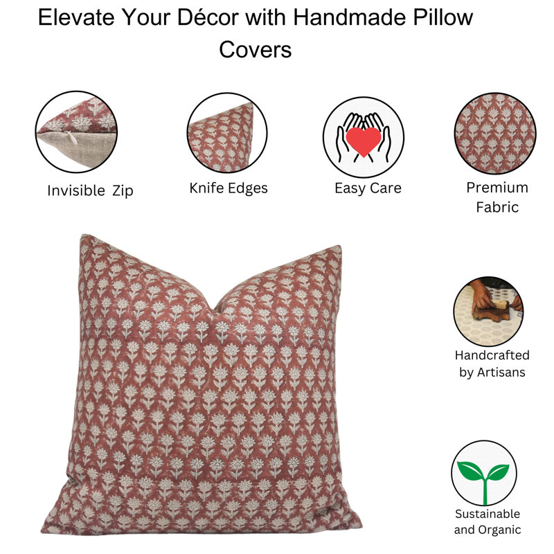 Pankhudi Linen Square Pillow Cover, 20"H x 20"W