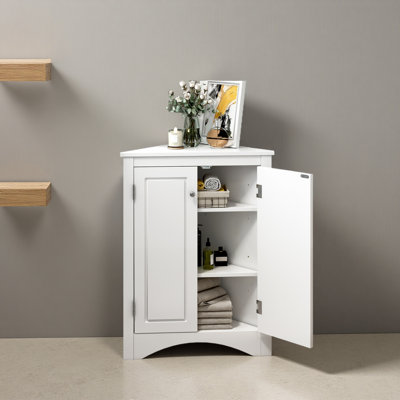 Armoire de rangement triangulaire pour salle de bain avec tablettes réglables