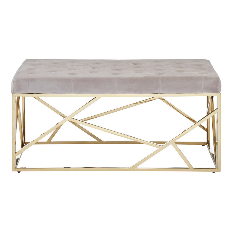 Redd Velvet Upholstered Bench, Gold, Mink
