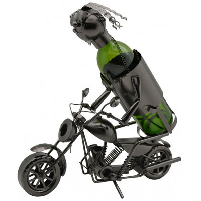 Wine Bodies Motorcycle Rider 1 Bottle Tabletop Wine Bottle Rack In Silver