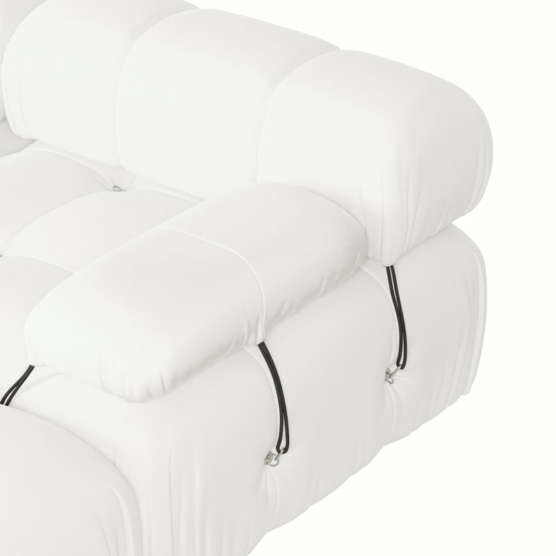 Cylar 138.6'' Wide Velvet Reversible Modular Sofa & Chaise with Ottoman, Beige Velvet