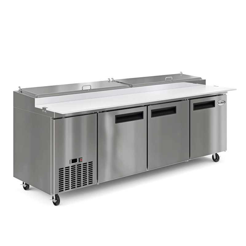 92 In. Three Door Commercial Pizza Prep Refrigerator in Stainless-Steel (KM-RPPS-3DSS)