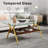 Rectangle Coffee Table with Tempered Glass top and Golden Metal Legs, Modern Table for Living Room , Transparent Glass