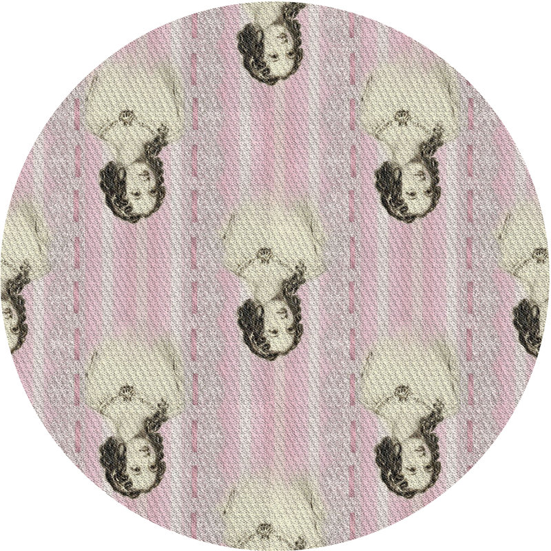 Gris Nevius/Tapis décoratif rose, Rond 8 pi