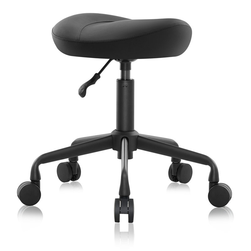 Ergonomic Saddle Seat Adjustable Pneumatic Hydraulic Drafting Swivel Rolling Stool Chair for Medical Hygienic SPA Massage Salon Home and Office